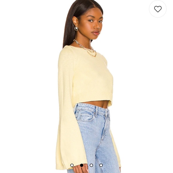 NEW Lovers + Friends Cropped Sweater in Pastel Yellow - Picture 3 of 8